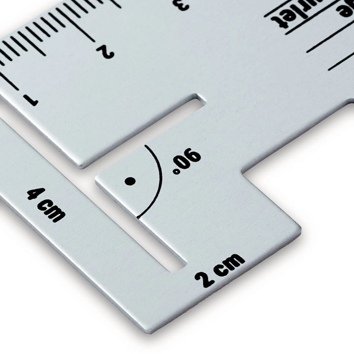 40MM ALUMINIUM SEAM GAUGE 104MM WITH CM SCALE