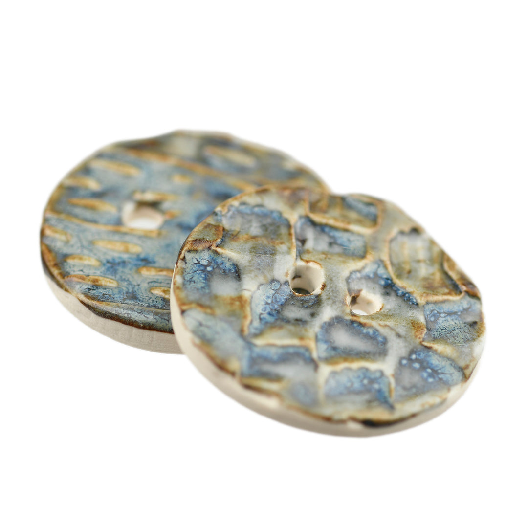 40MM HANDMADE CERAMIC BUTTON 'ROCKPOOL'