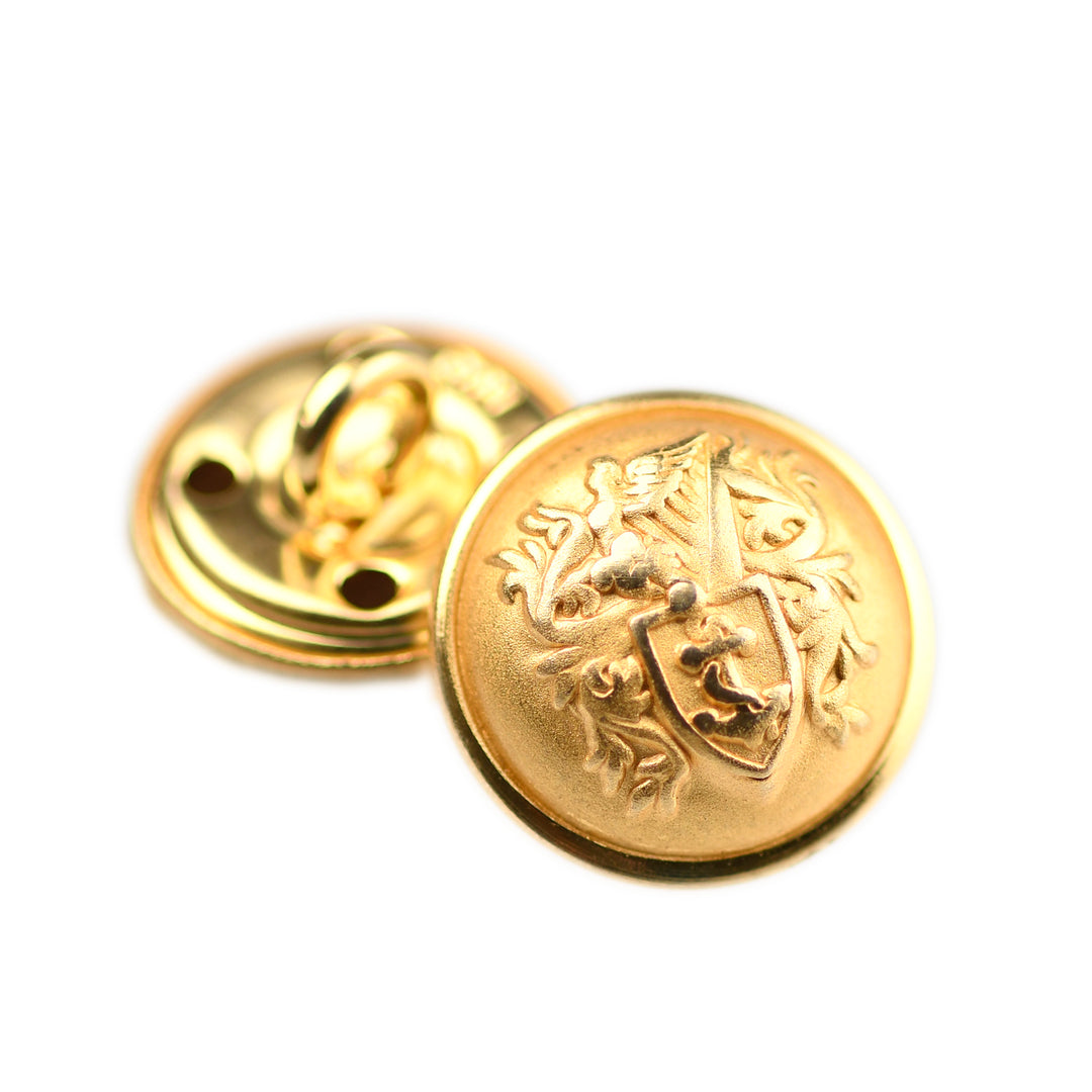 DECORATIVE GOLD EMBOSSED SHANK BUTTON WITH CREST