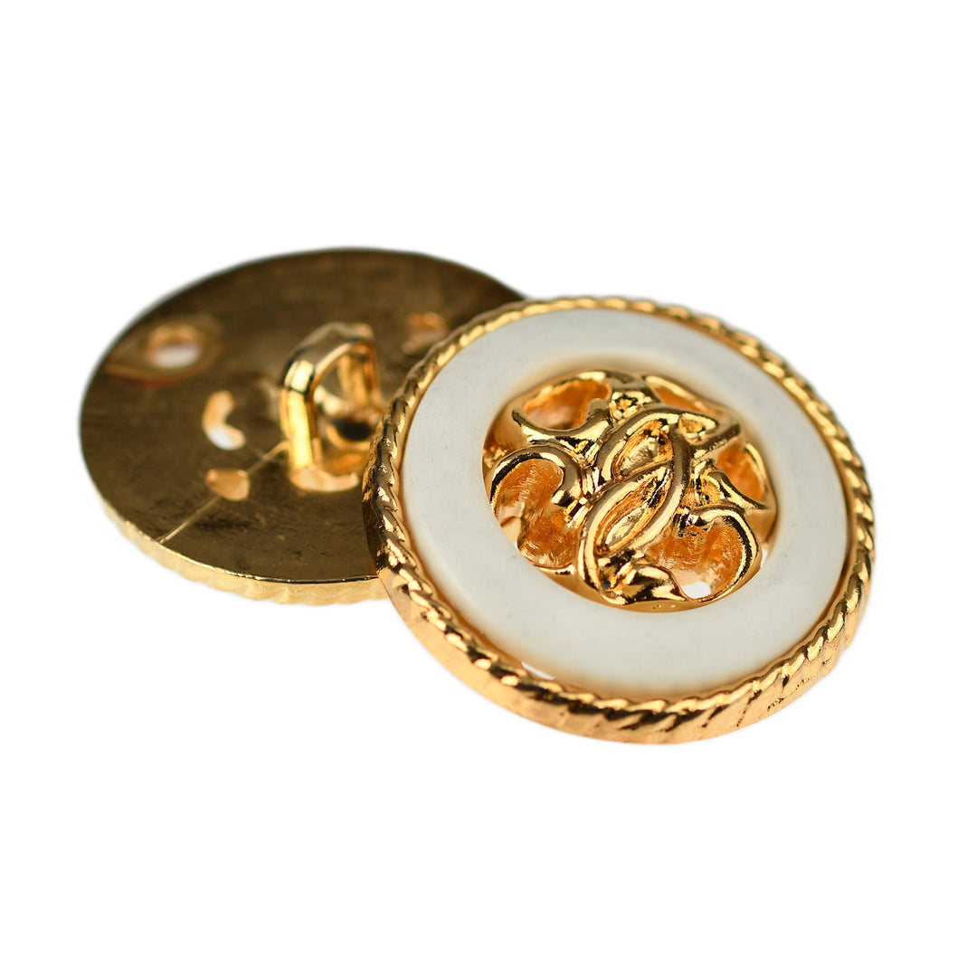 DECORATIVE GOLD & IVORY SHANK BUTTON