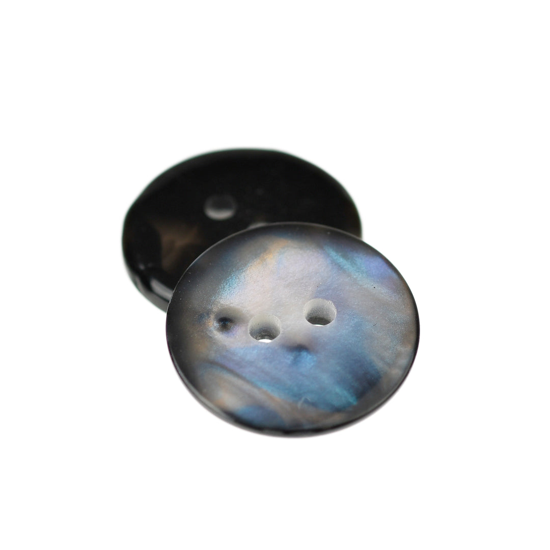 TWO-HOLE GLOSSY BUTTON DARK PEARL