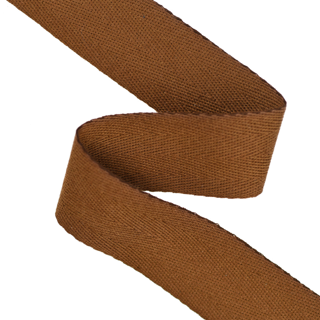 COTTON HERRINGBONE TAPE BROWN