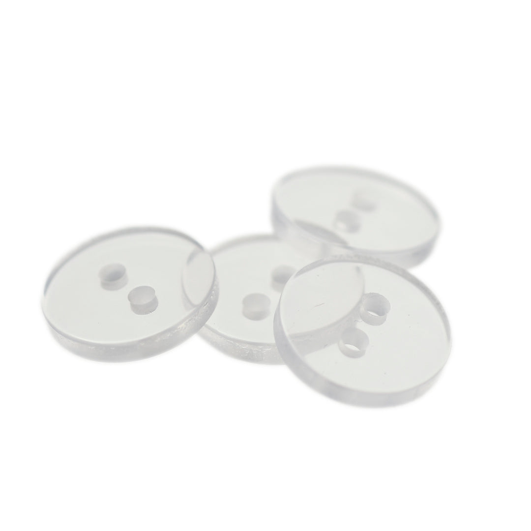 TWO-HOLE FLAT JIGGER BUTTON CLEAR