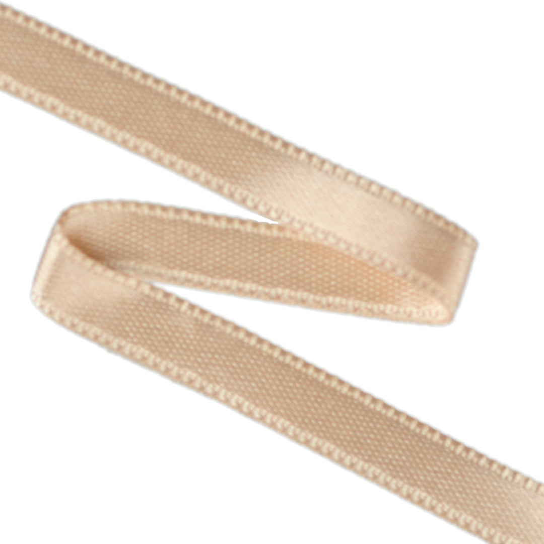 FRENCH DOUBLE-SIDED SATIN RIBBON 25M ROLL - FAWN