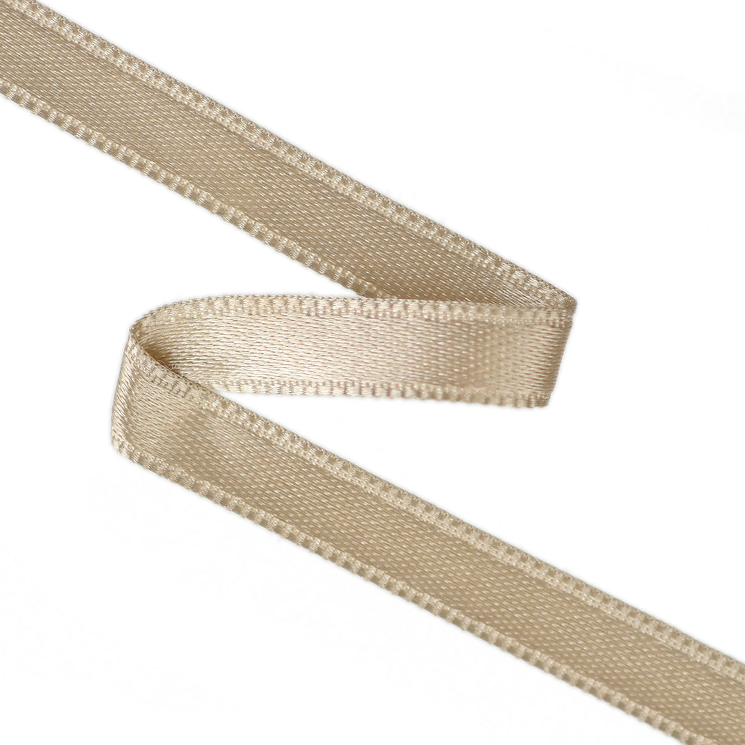 FRENCH DOUBLE-SIDED SATIN RIBBON 25M ROLL - LATTE