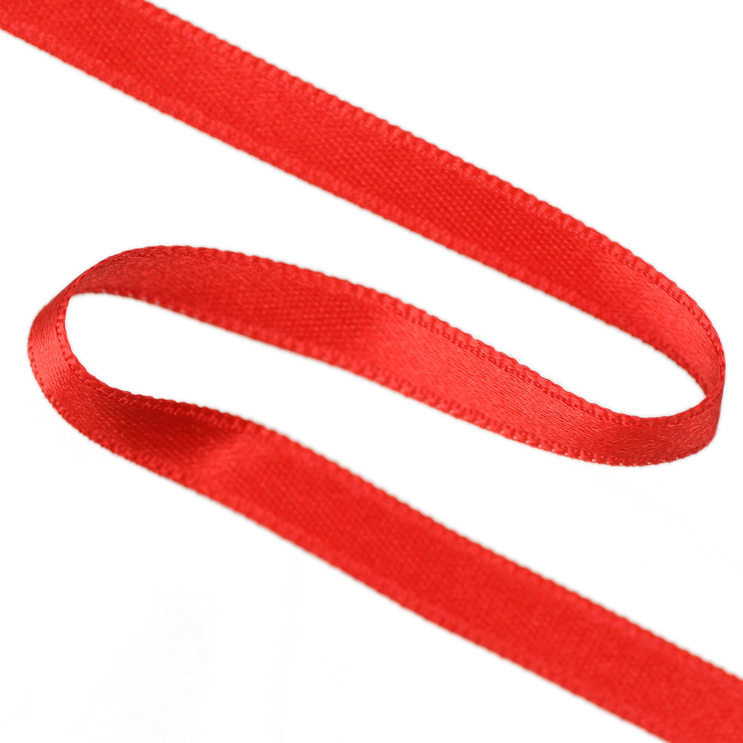 FRENCH DOUBLE-SIDED SATIN RIBBON 25M ROLL -  CRIMSON