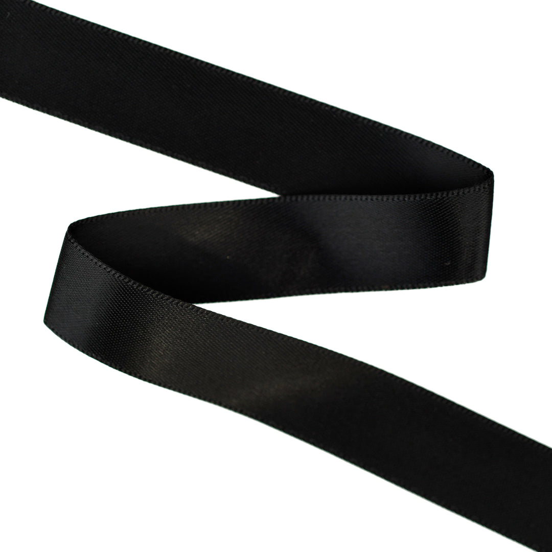 DOUBLE-SIDED SATIN RIBBON - BLACK