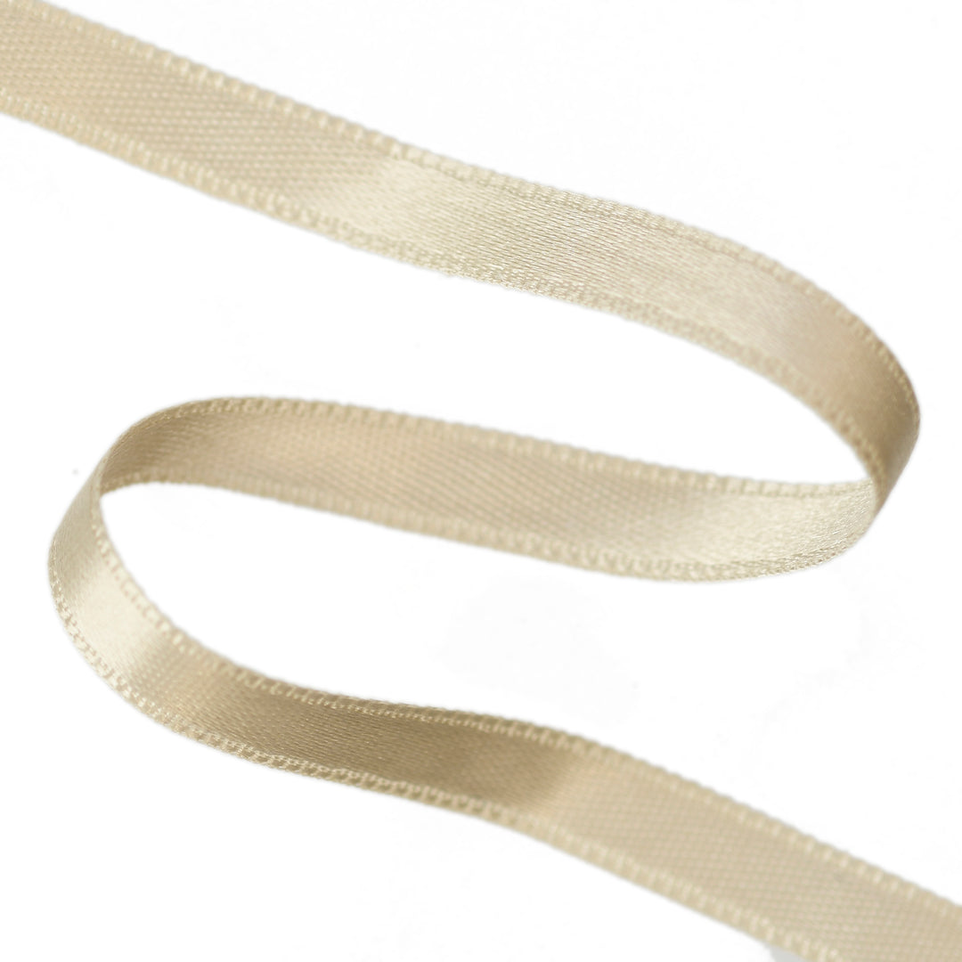 FRENCH DOUBLE-SIDED SATIN RIBBON 25M ROLL - RICH CREAM