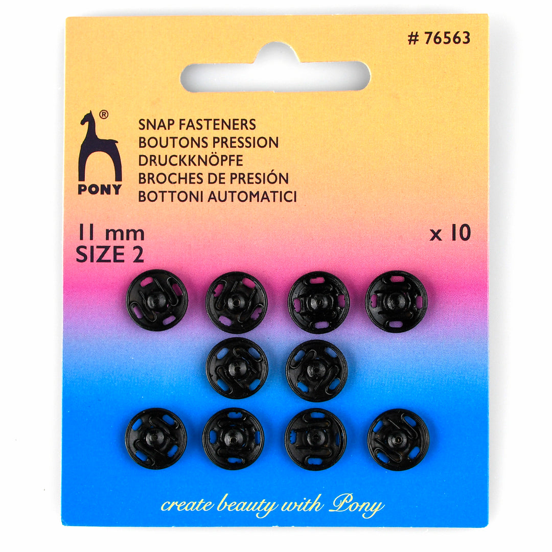 PONY METAL SEW-ON SNAP FASTENERS BLACK