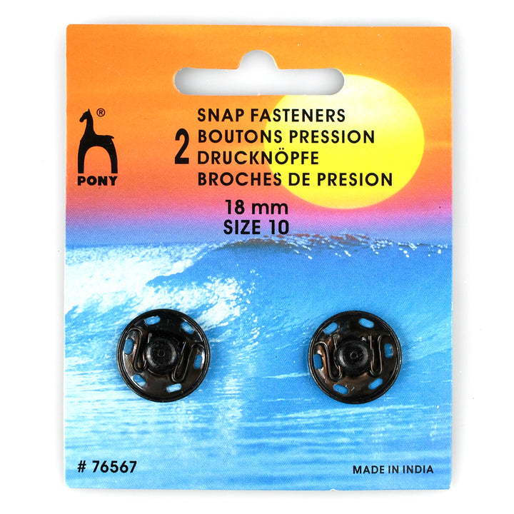 PONY METAL SEW-ON SNAP FASTENERS BLACK