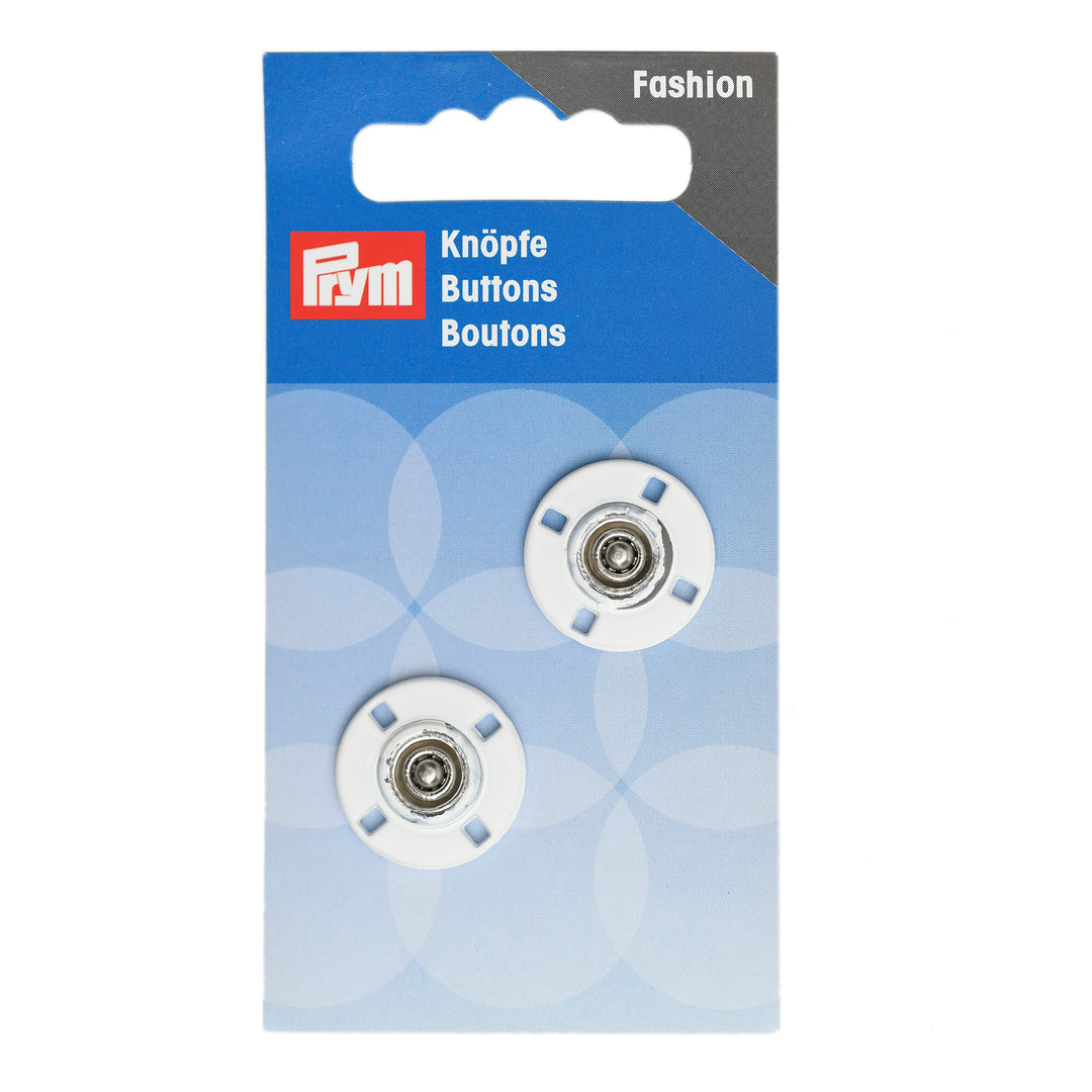 PRYM METAL SEW-ON SNAP FASTENERS WHITE