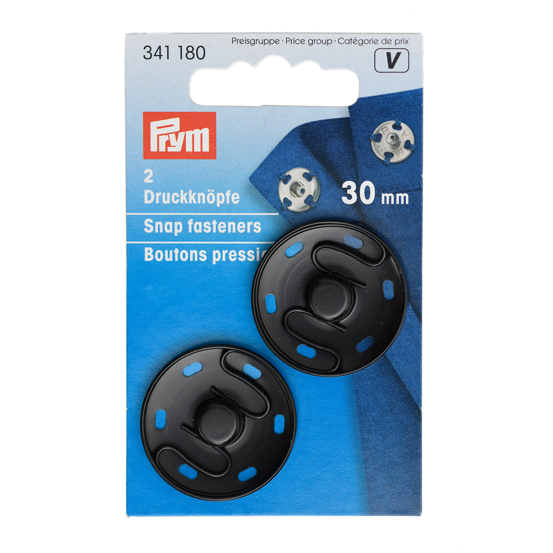 30MM EXTRA-LARGE PRYM METAL SEW-ON SNAP FASTENERS PACK 2