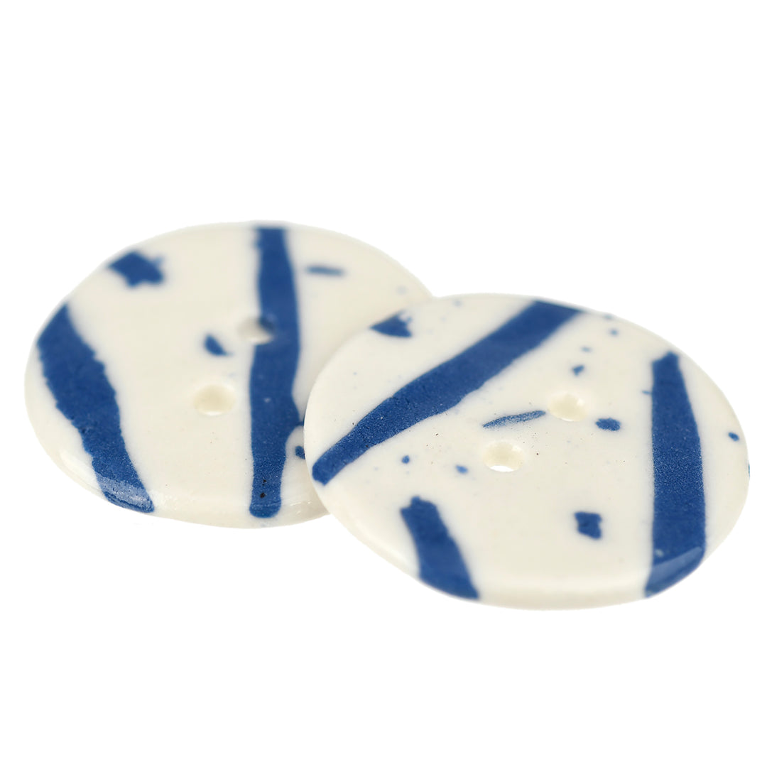 38MM HANDMADE CERAMIC BUTTON 'BLUE BITE'