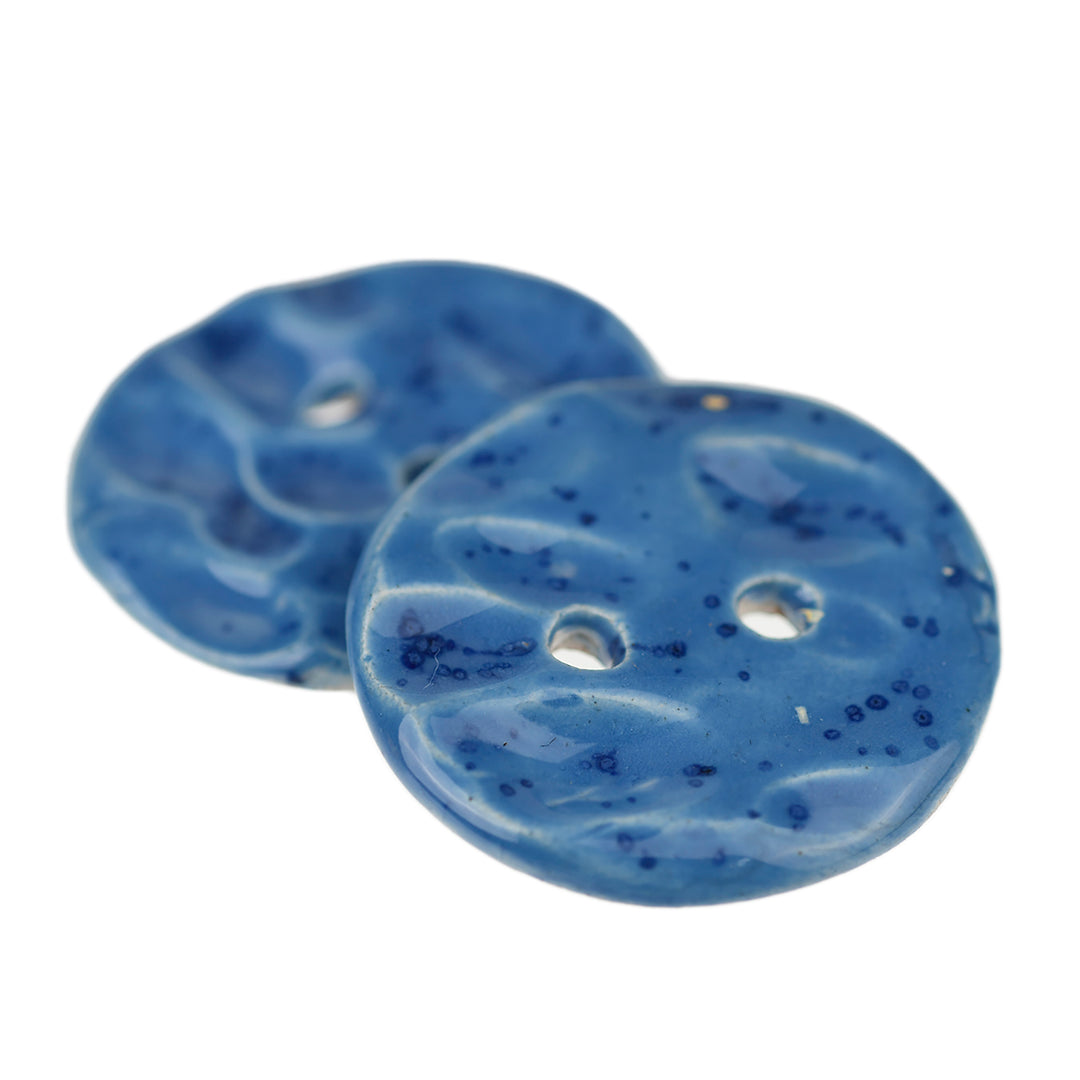 39MM HANDMADE CERAMIC BUTTON 'BLUE WAVE'