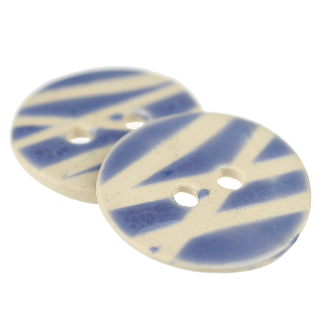 40MM HANDMADE CERAMIC BUTTON 'MISTY STRIPES'