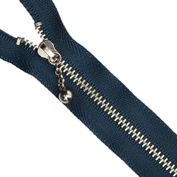 YKK METAL CLOSED-END ZIP NO.3 NICKEL CHAIN-PULL COL 560 NAVY