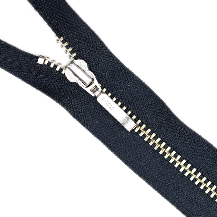 YKK METAL CLOSED-END ZIP NO.4.5 NICKEL WITH BOARD-PULL COL 233 DARK NAVY