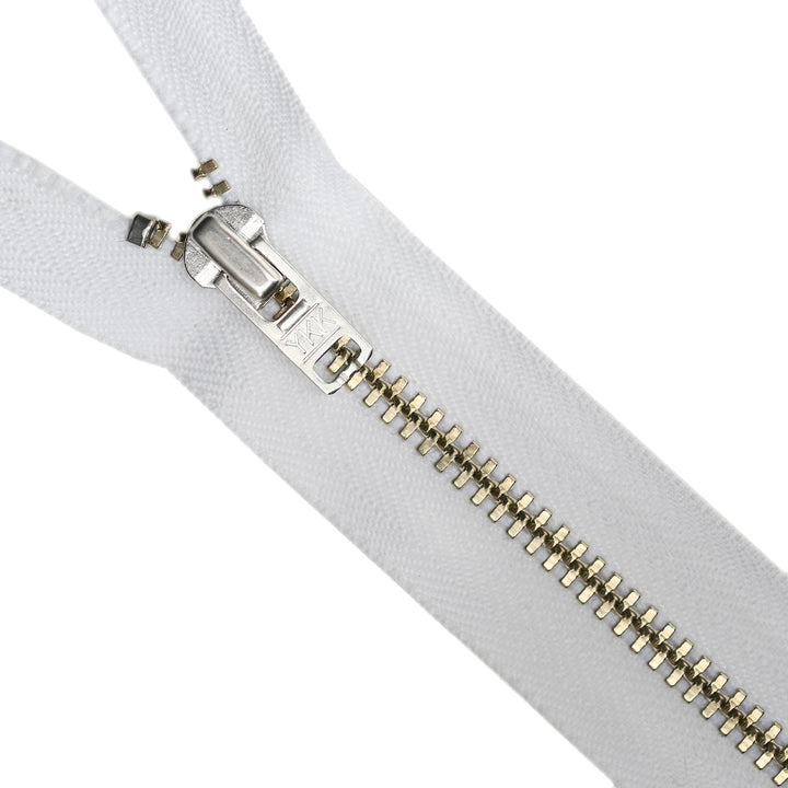 YKK METAL CLOSED-END ZIP NO.4.5 NICKEL COL WHITE